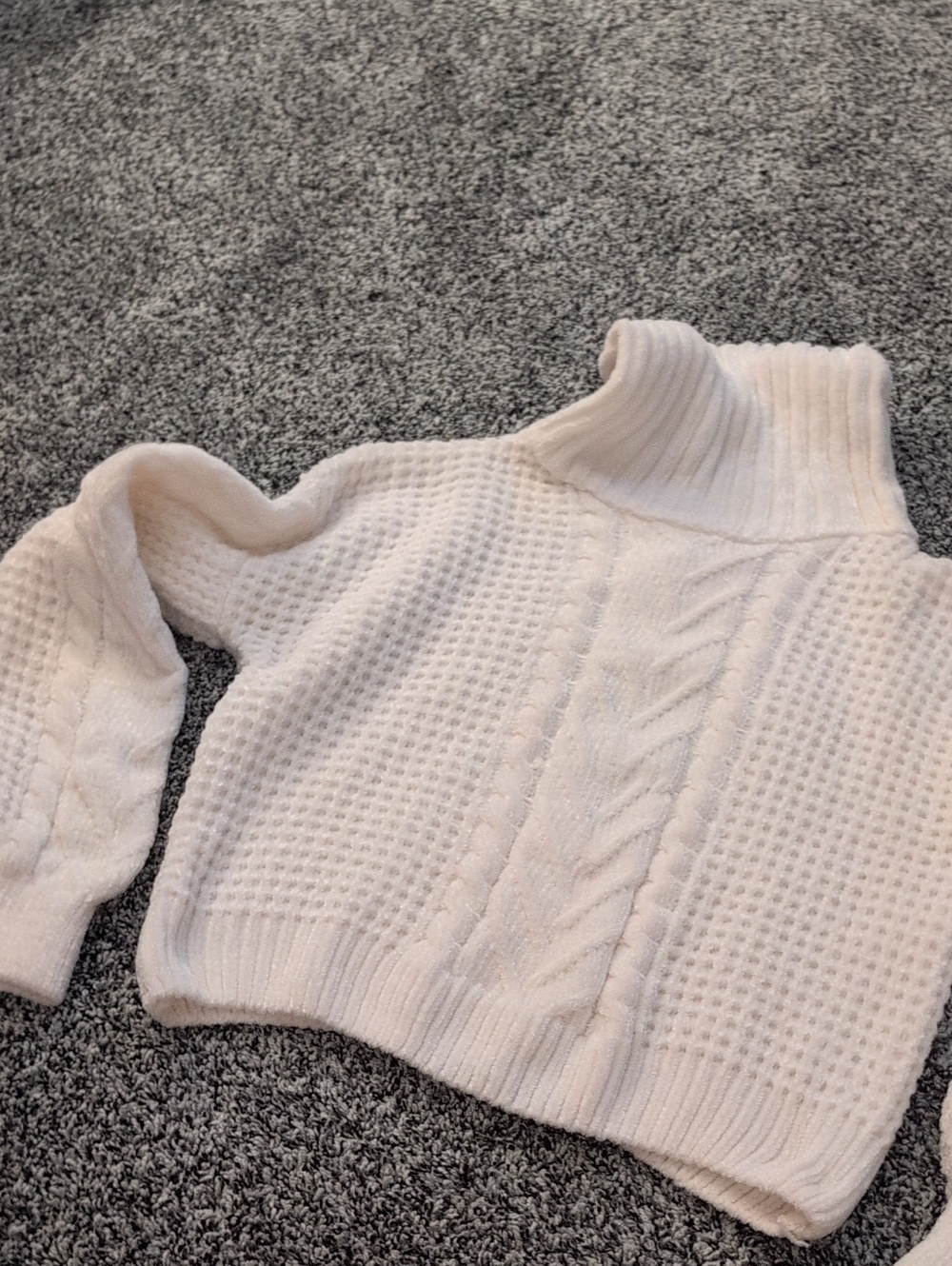 Hippie Rose Cream Cable-Knit Turtleneck Sweater